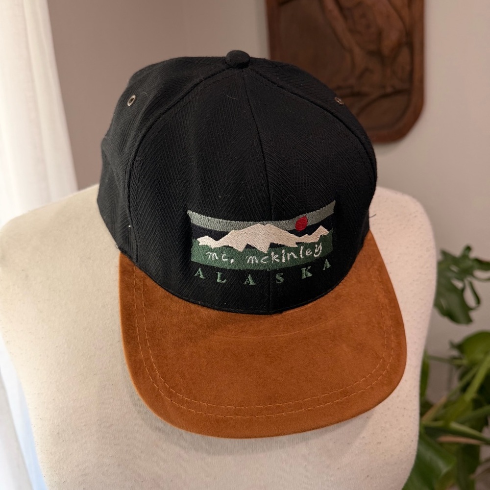 Vintage Mt McKinley Alaska Strapback Hat Suede Brim Outdoor Cap